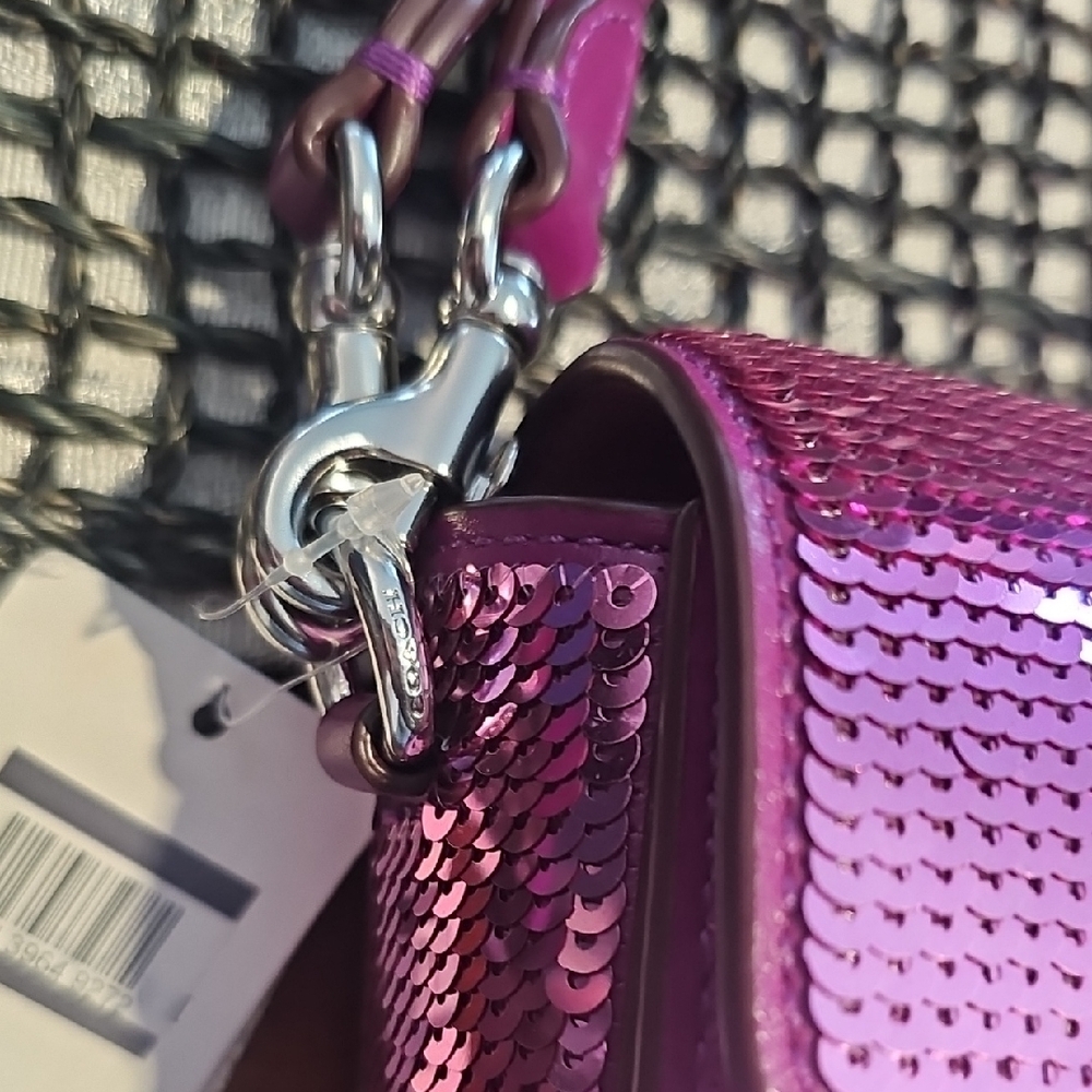 Coach Pink Sequin Crossbody Bag w/ Shorter Shoulder Strap - New With Tags - Picture 4 of 8